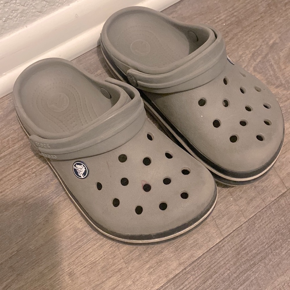 Grey and Navy Crocs size 1